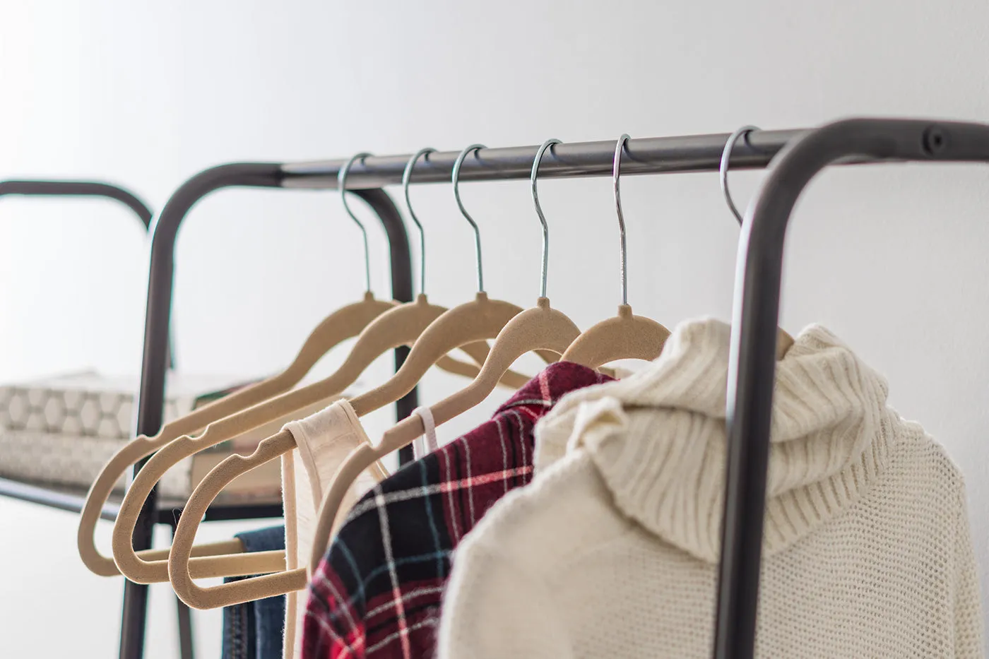 Metal Garment Rack with Metal Mesh Shelves