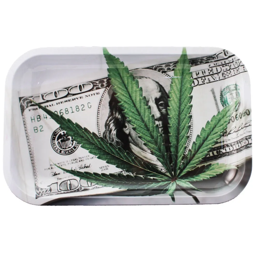 Metal Rolling Tray - 100 Dollar Bill - Medium Size