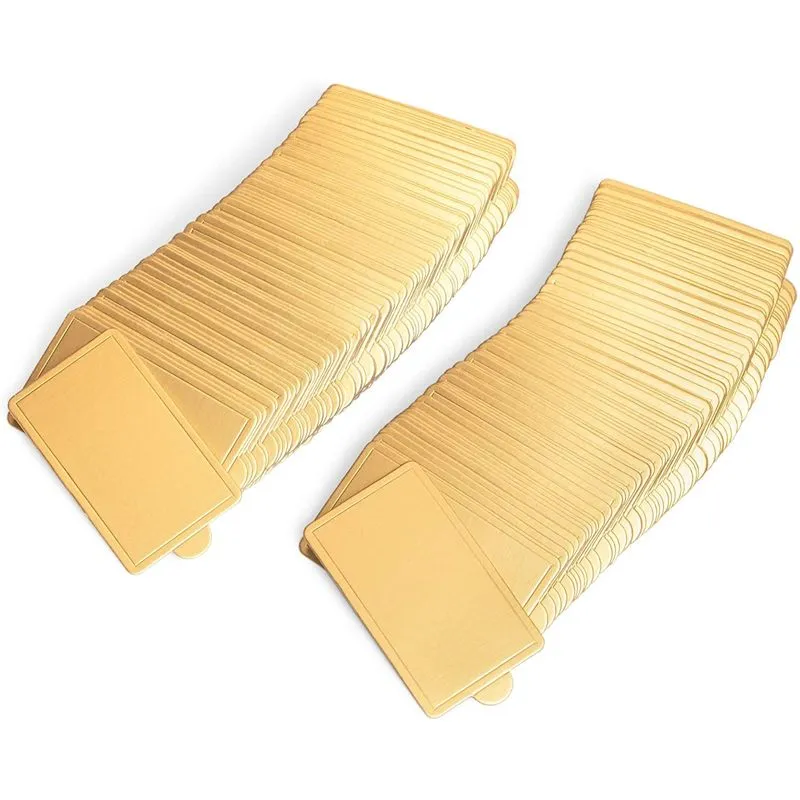 Mini Gold Foil Cake Boards, Rectangular Dessert Base (4 x 2.8 in, 200 Pack)