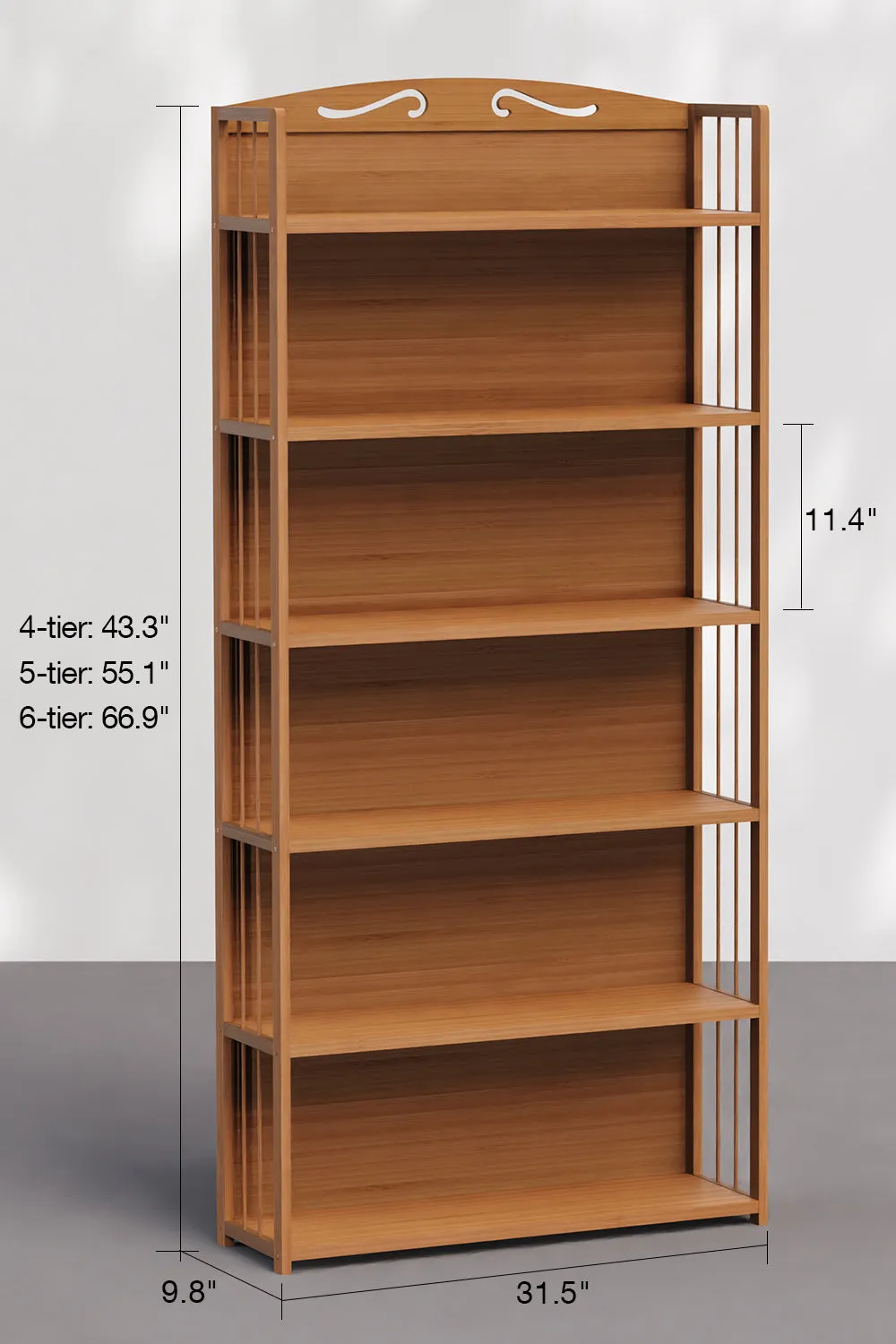 Modern 6 Shelves Open Back Bookshelf for Study Room