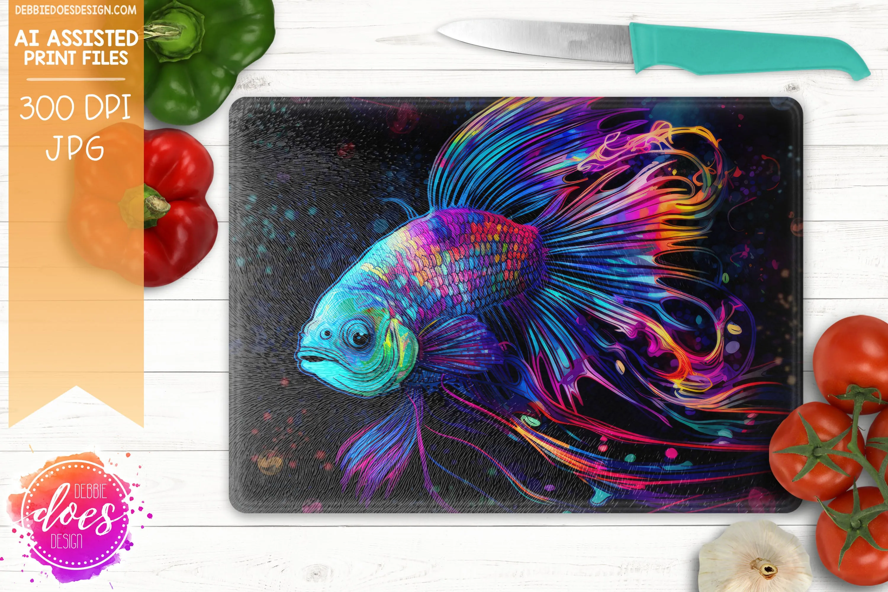 Neon Beta 2 - Cutting Boards -  Printable/Sublimation Design