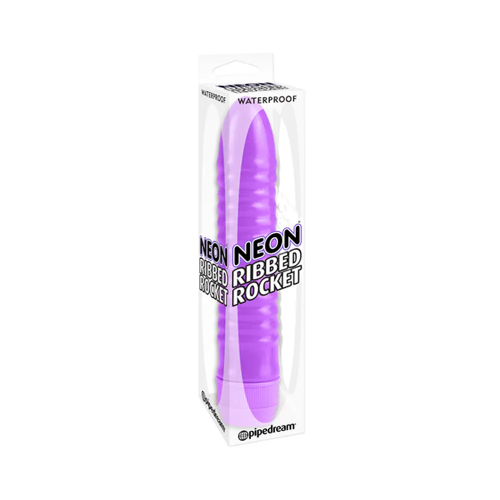 Neon Ribbed Rocket Vibrator