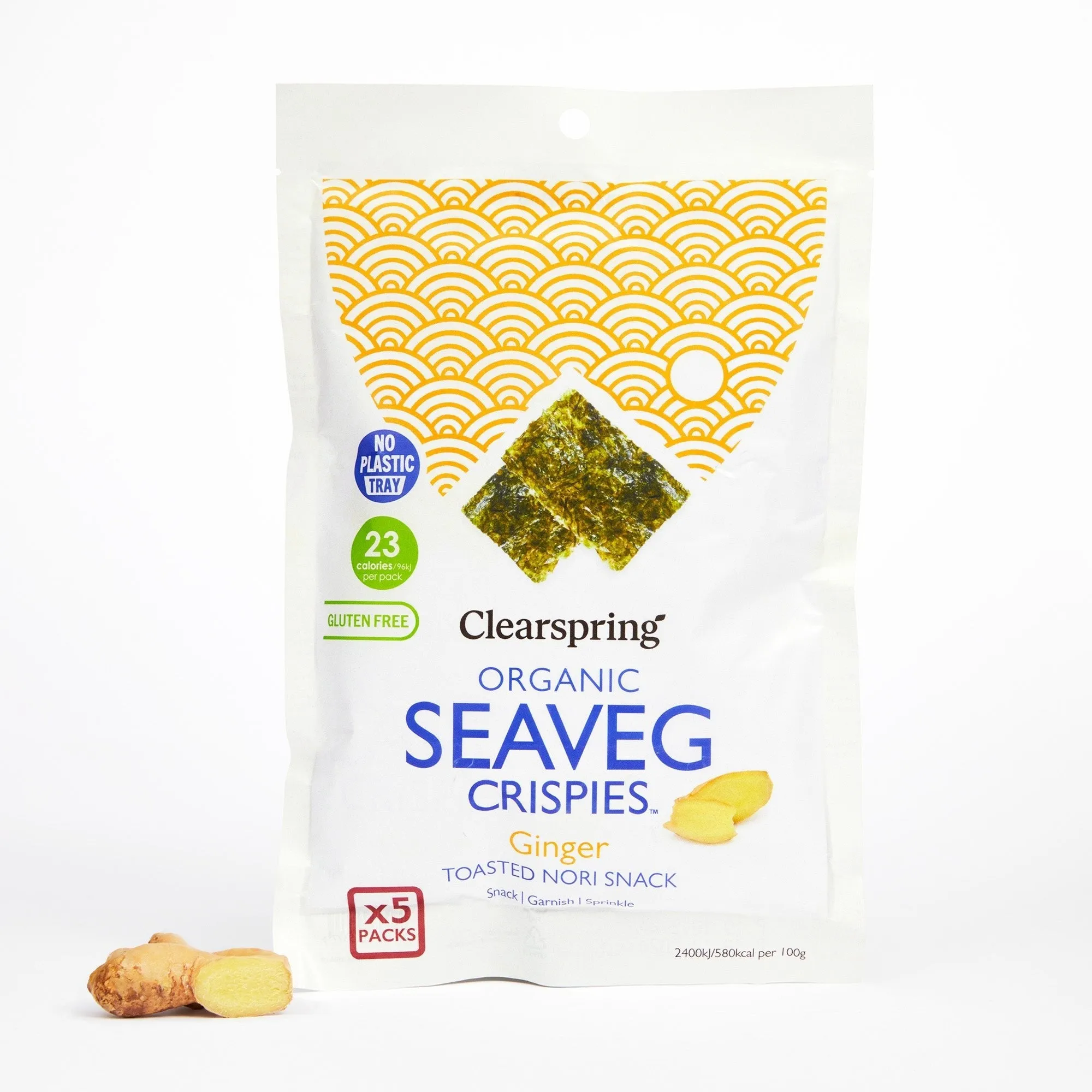 Organic Seaveg Crispies Multipack - Ginger (Crispy Seaweed Thins) (6 Pack)