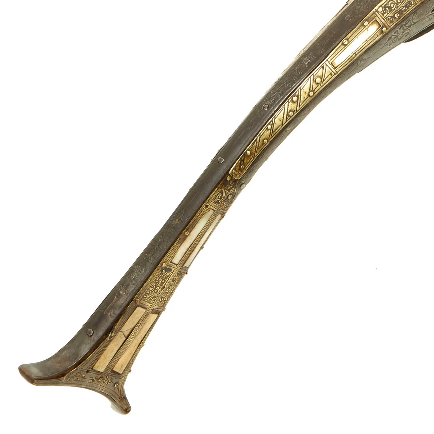 Original Balkan Brass Decorated Miquelet Flintlock Jezail Musket with Steel Clad Stock c.1800