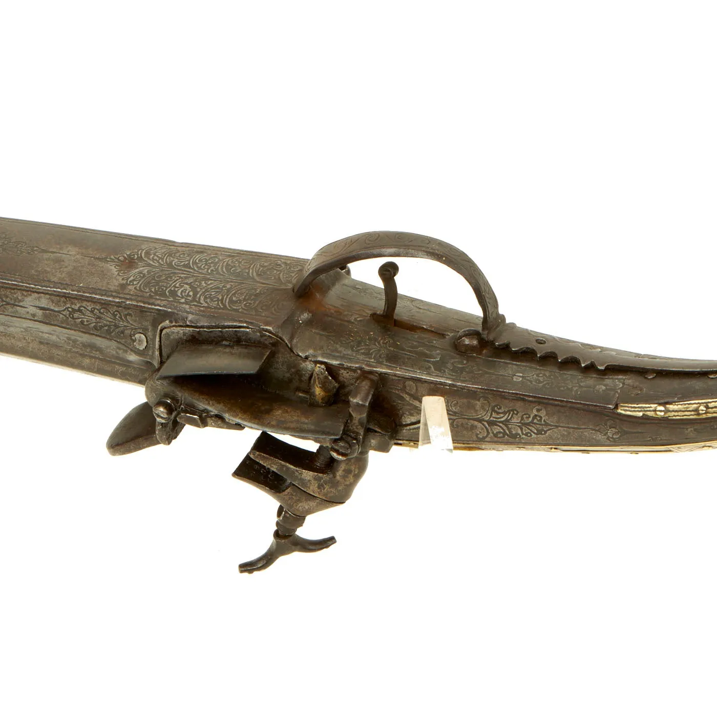 Original Balkan Brass Decorated Miquelet Flintlock Jezail Musket with Steel Clad Stock c.1800