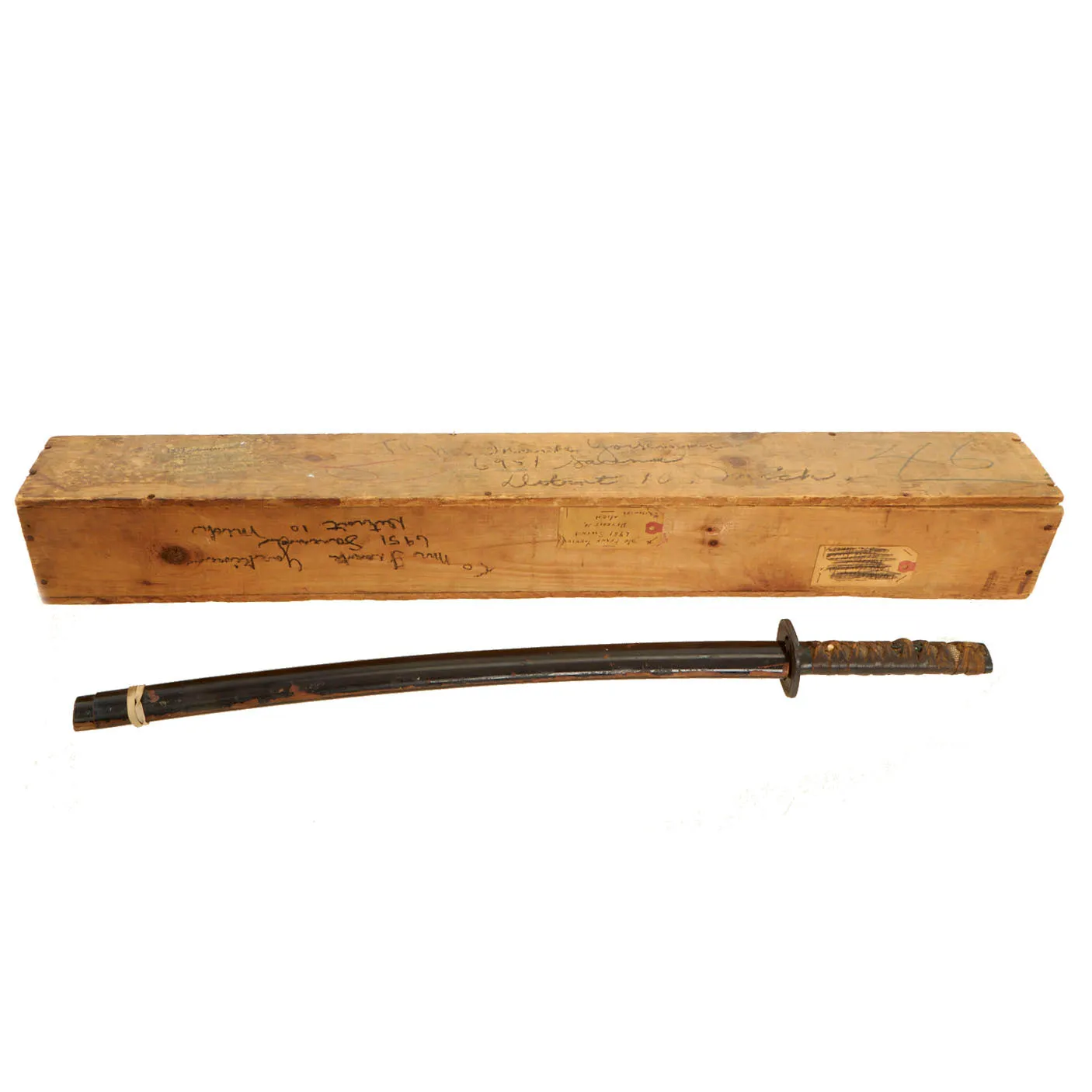 Original Edo Period Japanese Wakizashi Short Sword with Handmade Blade & Scabbard in Bring Home Box