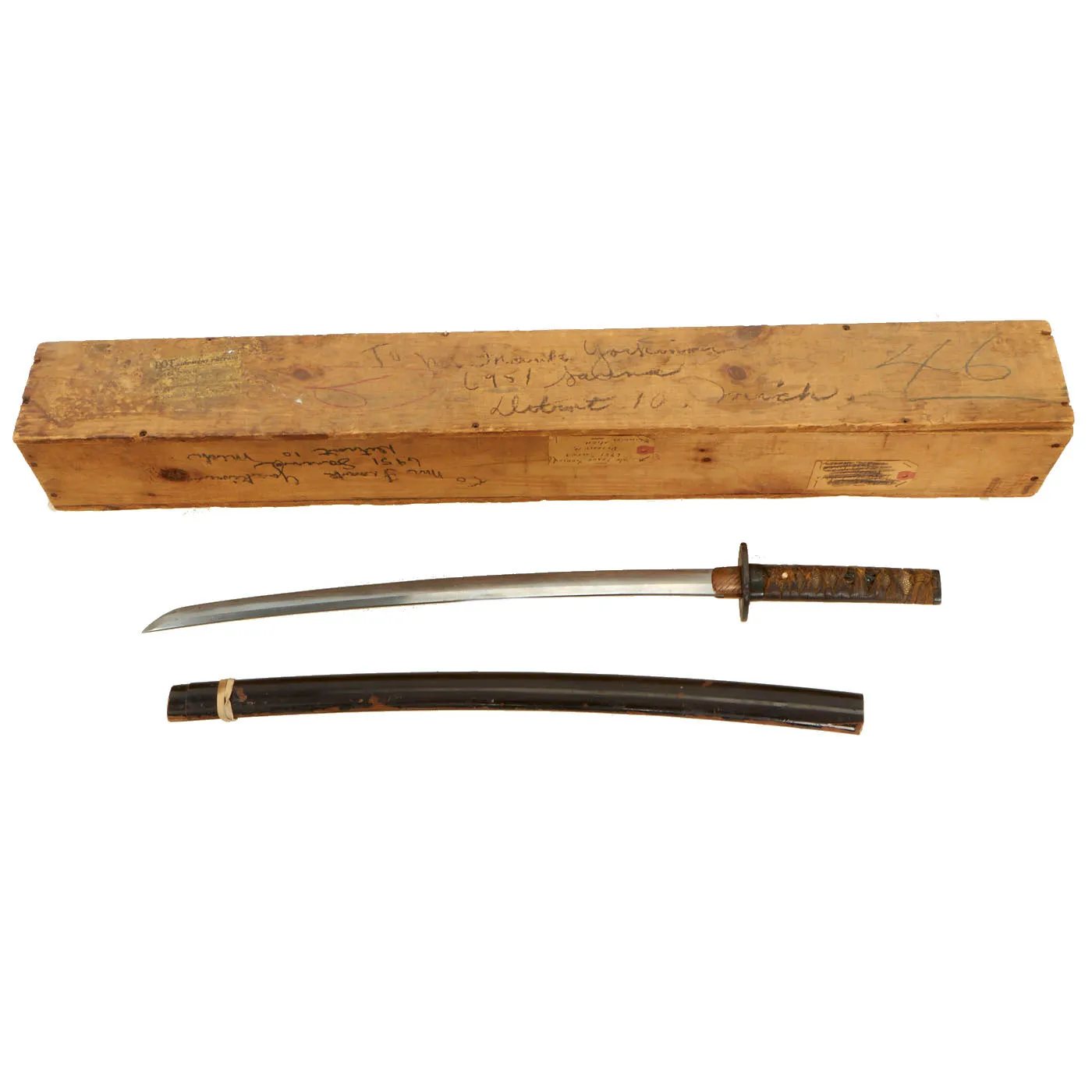 Original Edo Period Japanese Wakizashi Short Sword with Handmade Blade & Scabbard in Bring Home Box