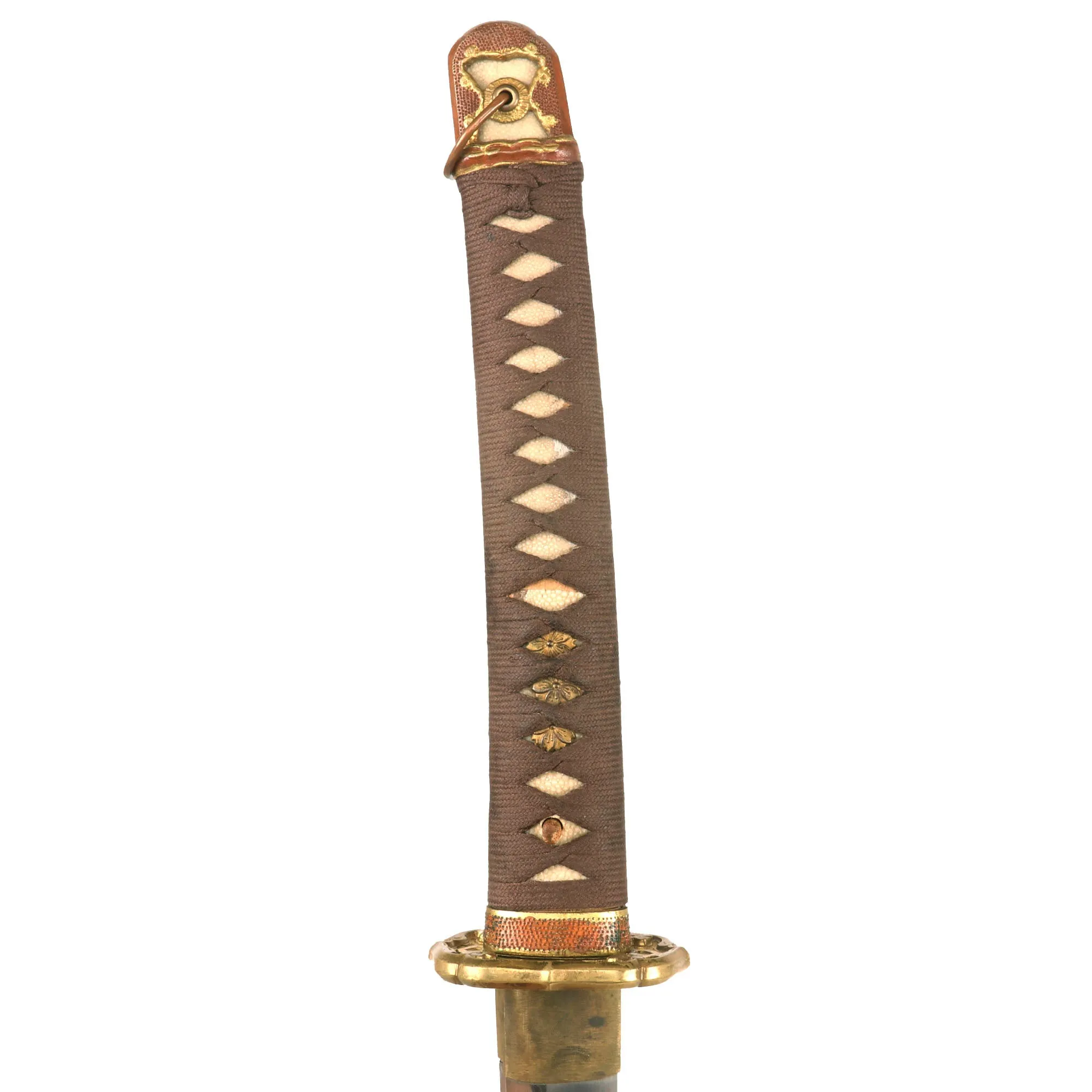 Original Excellent Japanese WWII Type 98 Shin-Gunto Katana Sword with Handmade Blade and Leather Covered Wood Scabbard