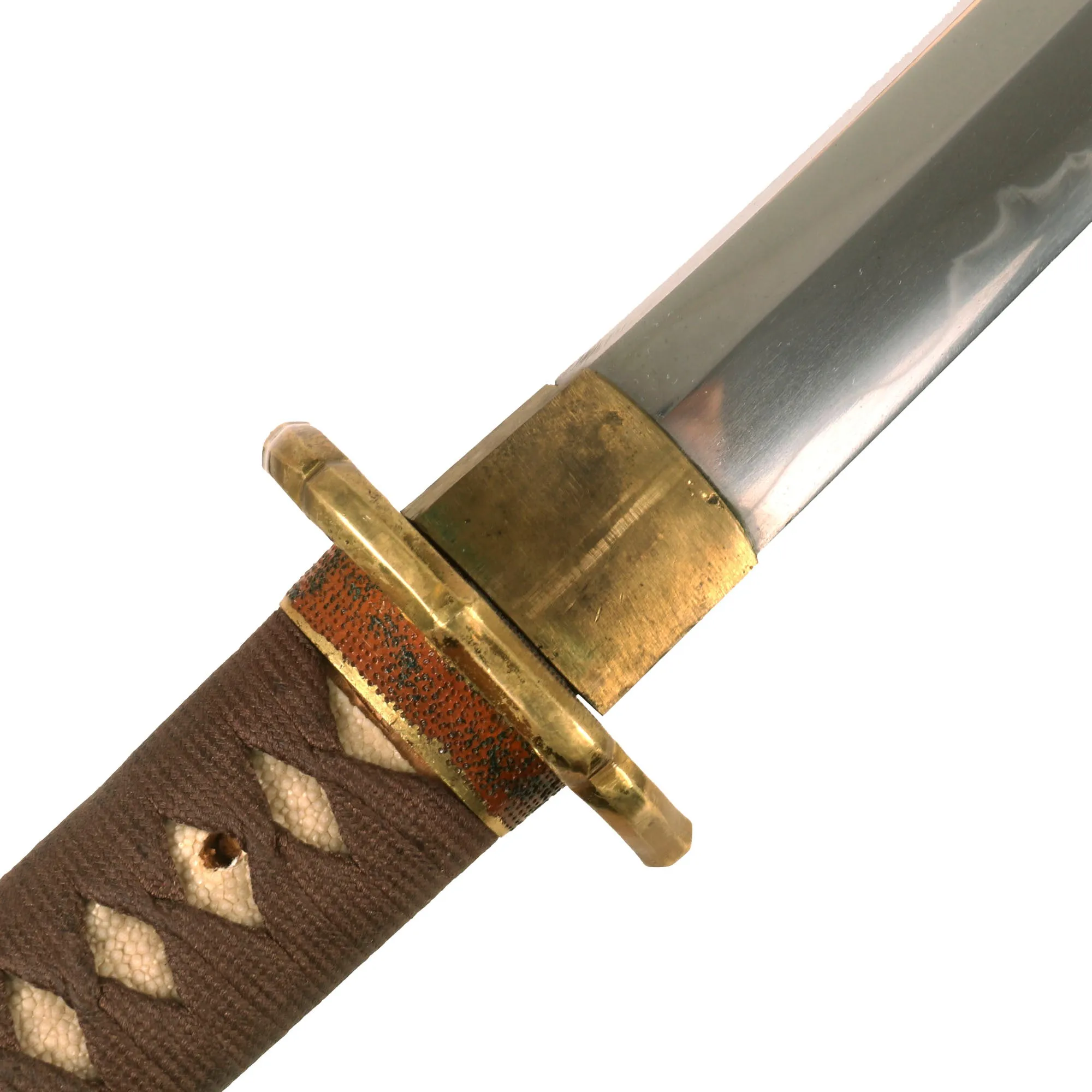 Original Excellent Japanese WWII Type 98 Shin-Gunto Katana Sword with Handmade Blade and Leather Covered Wood Scabbard