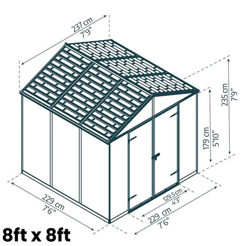 Palram Canopia Rubicon Dark Grey Shed 8ft Wide