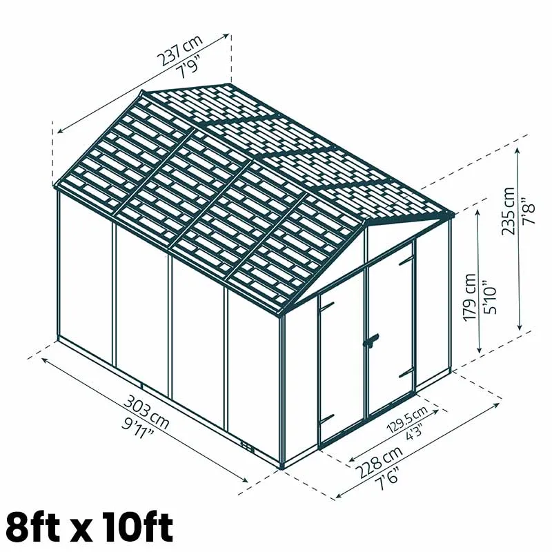 Palram Canopia Rubicon Dark Grey Shed 8ft Wide