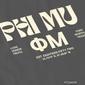 Phi Mu Groovy Coordinates PR T-Shirt Design