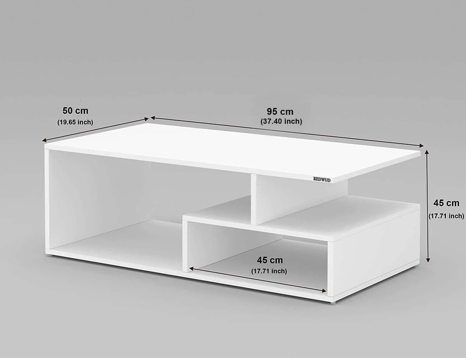 Redwud Daric Engineered Wood Coffee Table/Centre Table/Tea Table for Living Room (White, Matte Finsh) D.I.Y