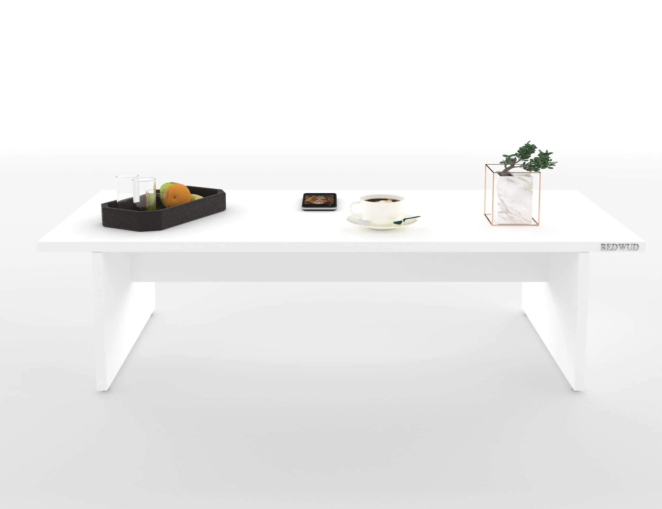 Redwud Maxilla Engineered Wood Coffee Table/Centre Table/Tea Table for Living Room (White, Matte Finsh) D.I.Y