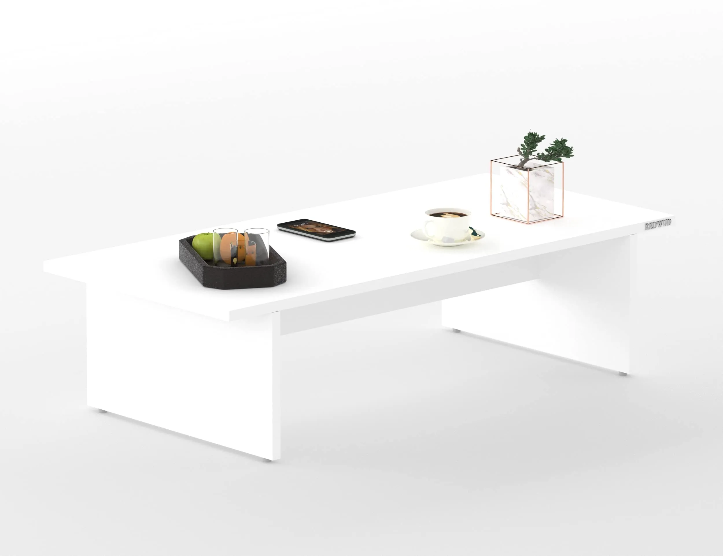 Redwud Maxilla Engineered Wood Coffee Table/Centre Table/Tea Table for Living Room (White, Matte Finsh) D.I.Y