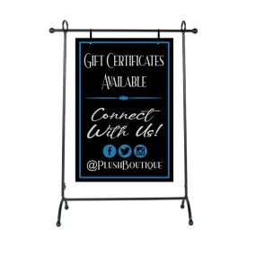 Sign with Metal Countertop Sign Stand Custom 13x18