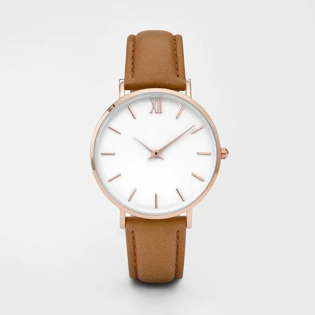 Simple Leather Quartz Woman Watch