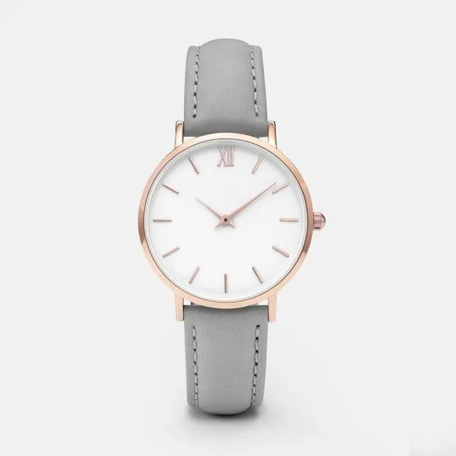 Simple Leather Quartz Woman Watch