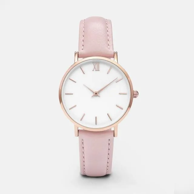 Simple Leather Quartz Woman Watch