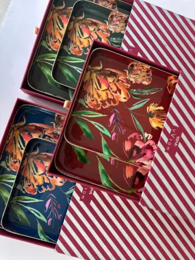 Soundarya Olive Botanical Garden Set of 2 Aluminium Trays in vVyom Prints