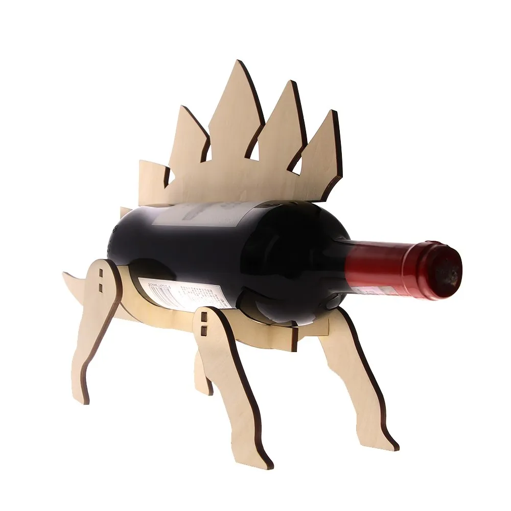 Stegosaurus Wine Bottle Holder Wooden Dinosaur Wine Rack Modern Wine Storage Minimalist Home Decor Gift For Wine Lover