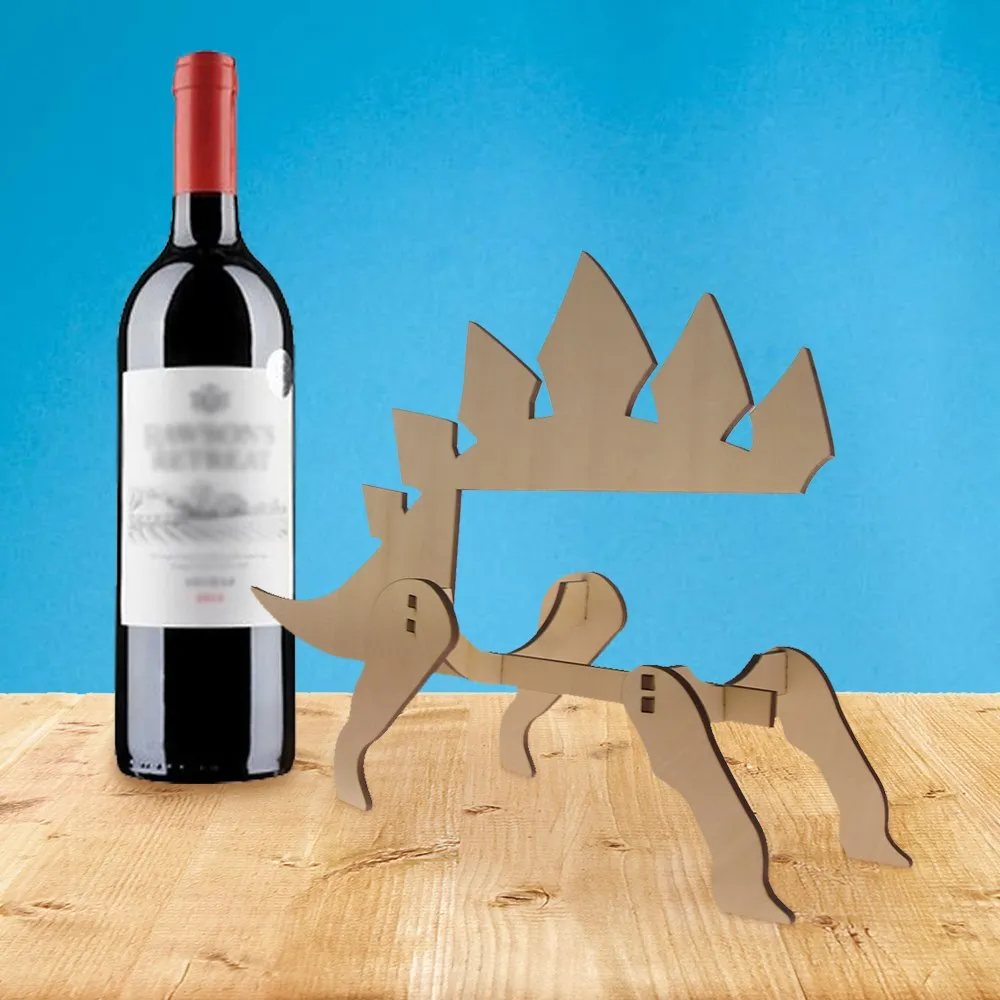 Stegosaurus Wine Bottle Holder Wooden Dinosaur Wine Rack Modern Wine Storage Minimalist Home Decor Gift For Wine Lover