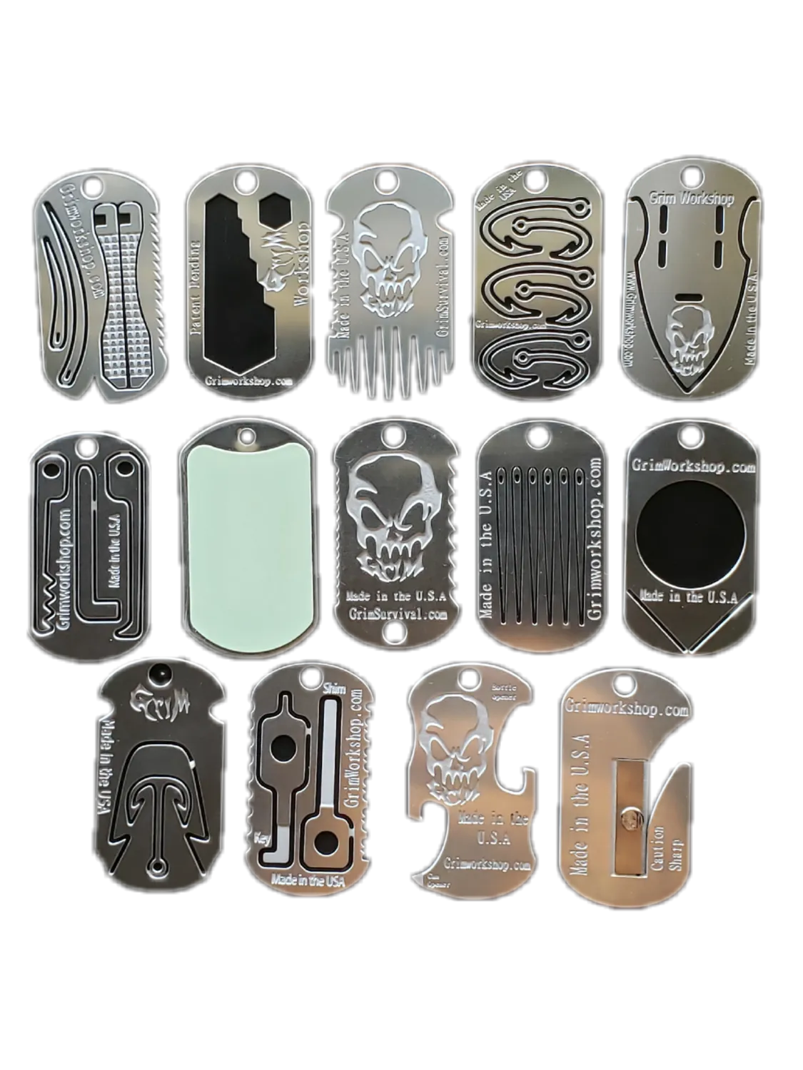 Survival Dog Tag Kit: 14 Tool Mini Dog Tag Size Mini Survival Kit