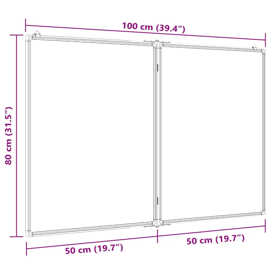 vidaXL Magnetic Whiteboard Foldable 100x80x1.7 cm Aluminium