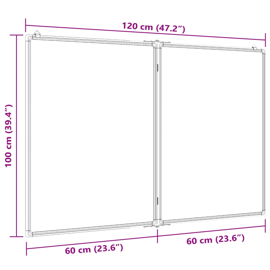 vidaXL Magnetic Whiteboard Foldable 120x100x1.7 cm Aluminium