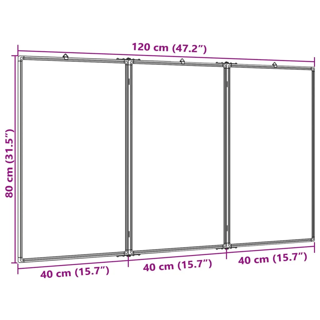 vidaXL Magnetic Whiteboard Foldable 120x80x1.7 cm Aluminium