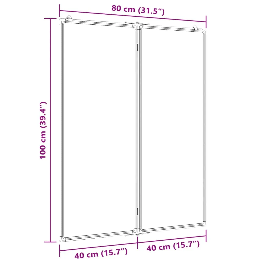 vidaXL Magnetic Whiteboard Foldable 80x100x1.7 cm Aluminium