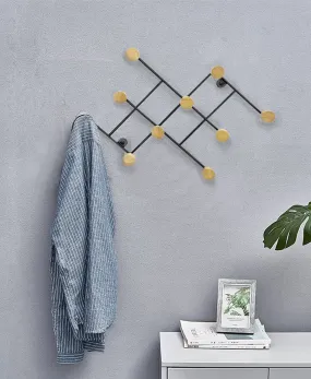 Wall Mounted Coat Rack /Hanger,10 Wooden Hooks