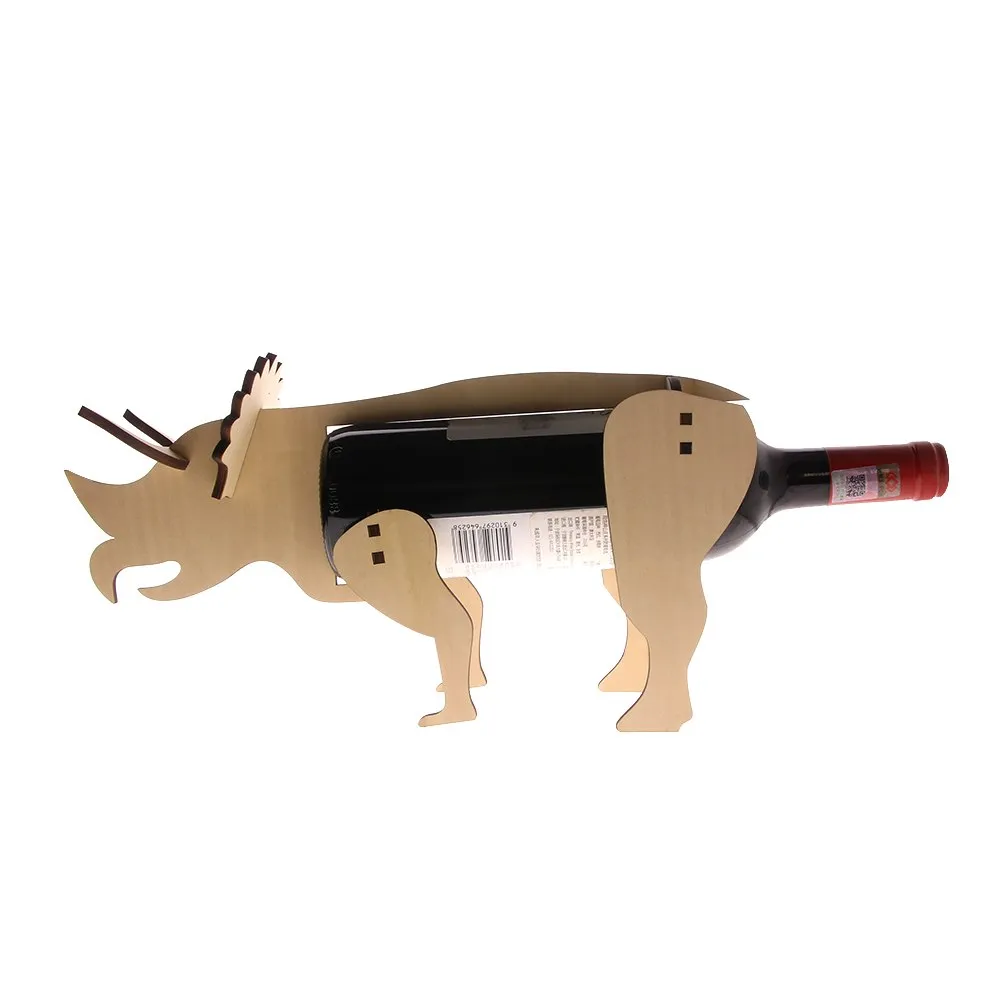 Wooden Wine Stand Dinosaur Triceratops Wine Bottle Holder Wine Storage Minimalist Modern Home Decor Best Gift Wine Lover