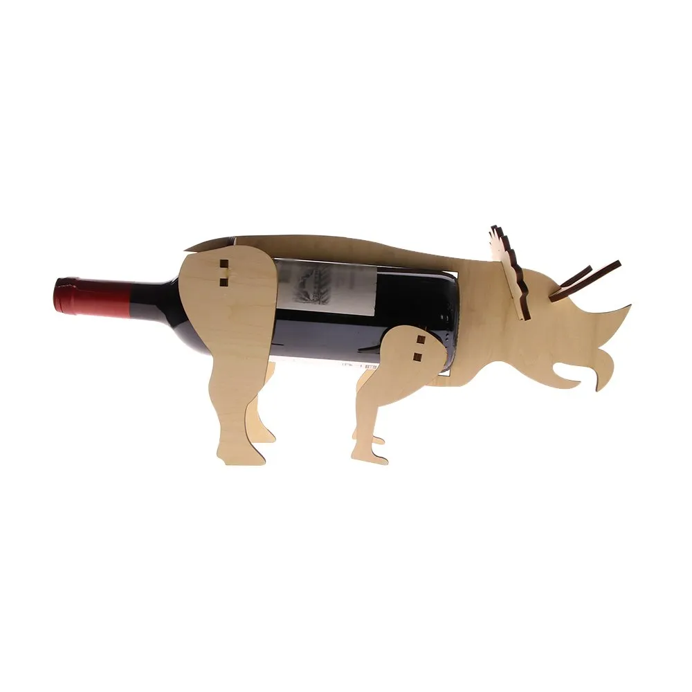 Wooden Wine Stand Dinosaur Triceratops Wine Bottle Holder Wine Storage Minimalist Modern Home Decor Best Gift Wine Lover