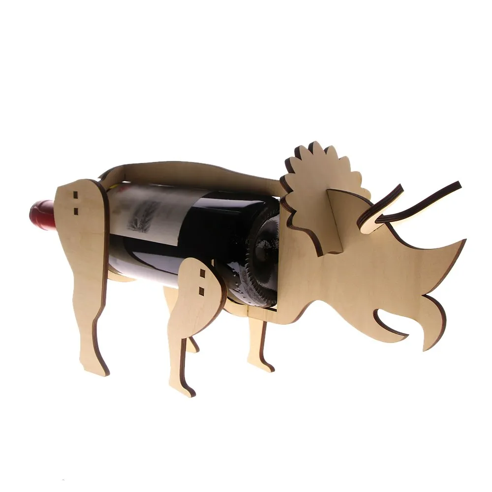 Wooden Wine Stand Dinosaur Triceratops Wine Bottle Holder Wine Storage Minimalist Modern Home Decor Best Gift Wine Lover